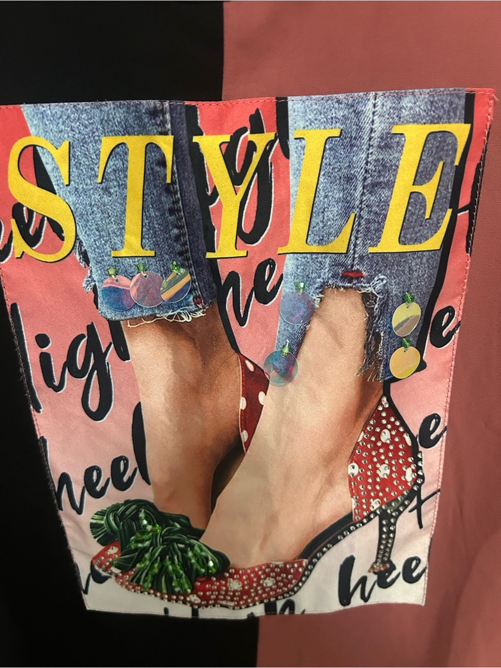 Women’s Pink Graphic Tee with Decorative Shoe Print